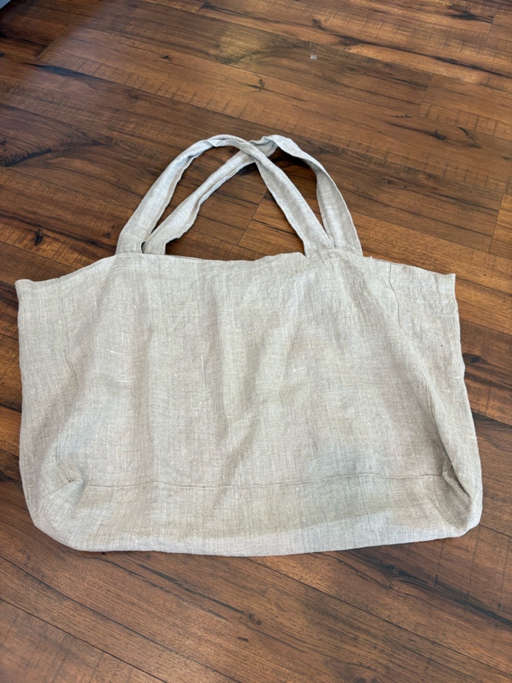 FLAX Linen Tote Bag Large Shoulder Carry All Bag  Oatmeal Taupe